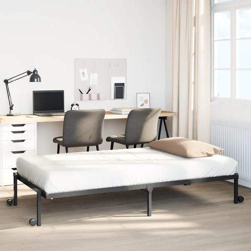 Bed frame foldable black - bed, steel