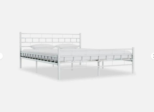 White steel bed frame - bed, x